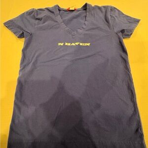 N Haven Navy V-Neck Short Sleeve Tee Small